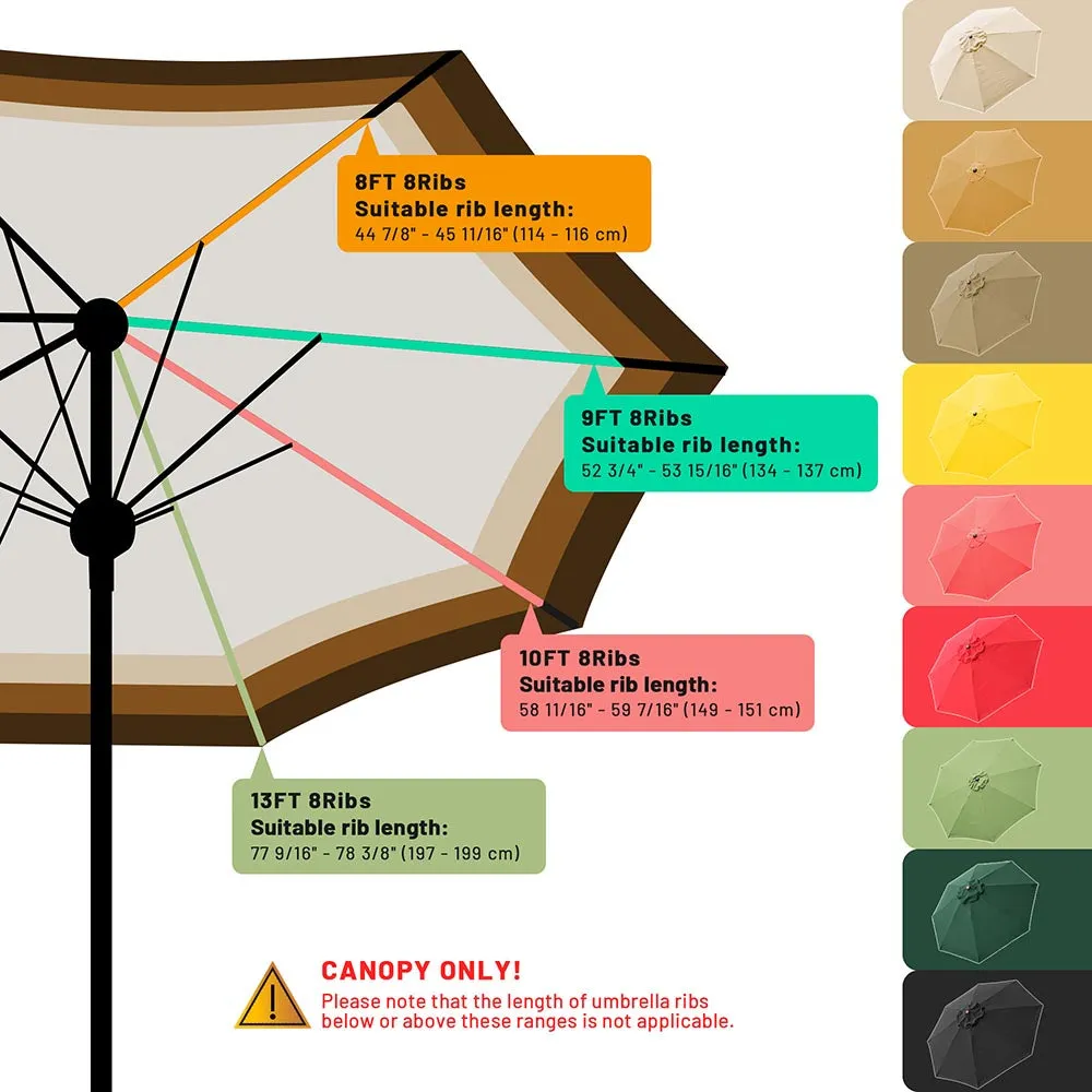 Patio Umbrella Canopy 8ft 8-Rib