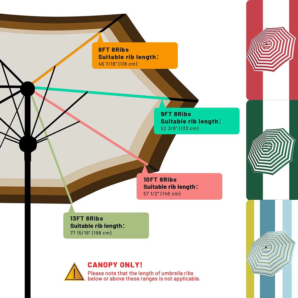 Patio Umbrella Canopy 8ft 8-Rib