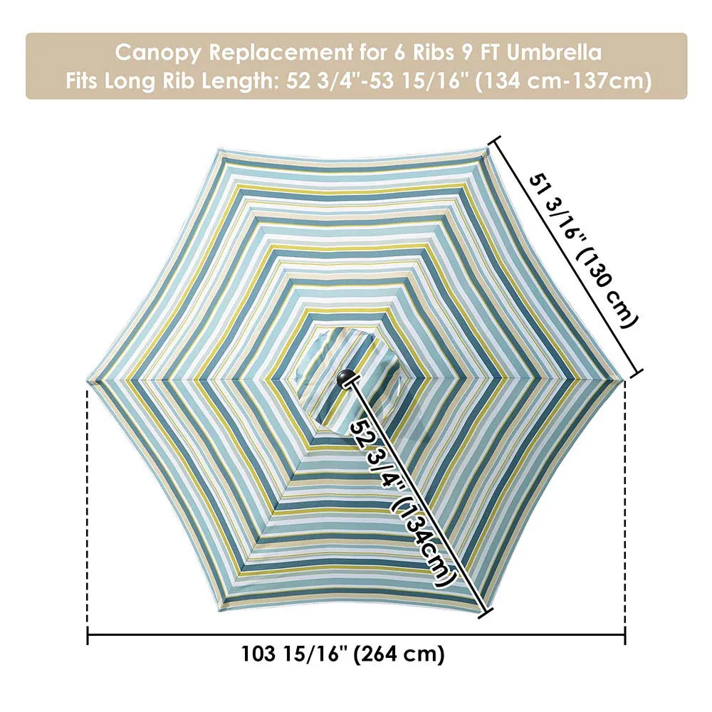 Patio Umbrella Canopy 9ft 6-Rib