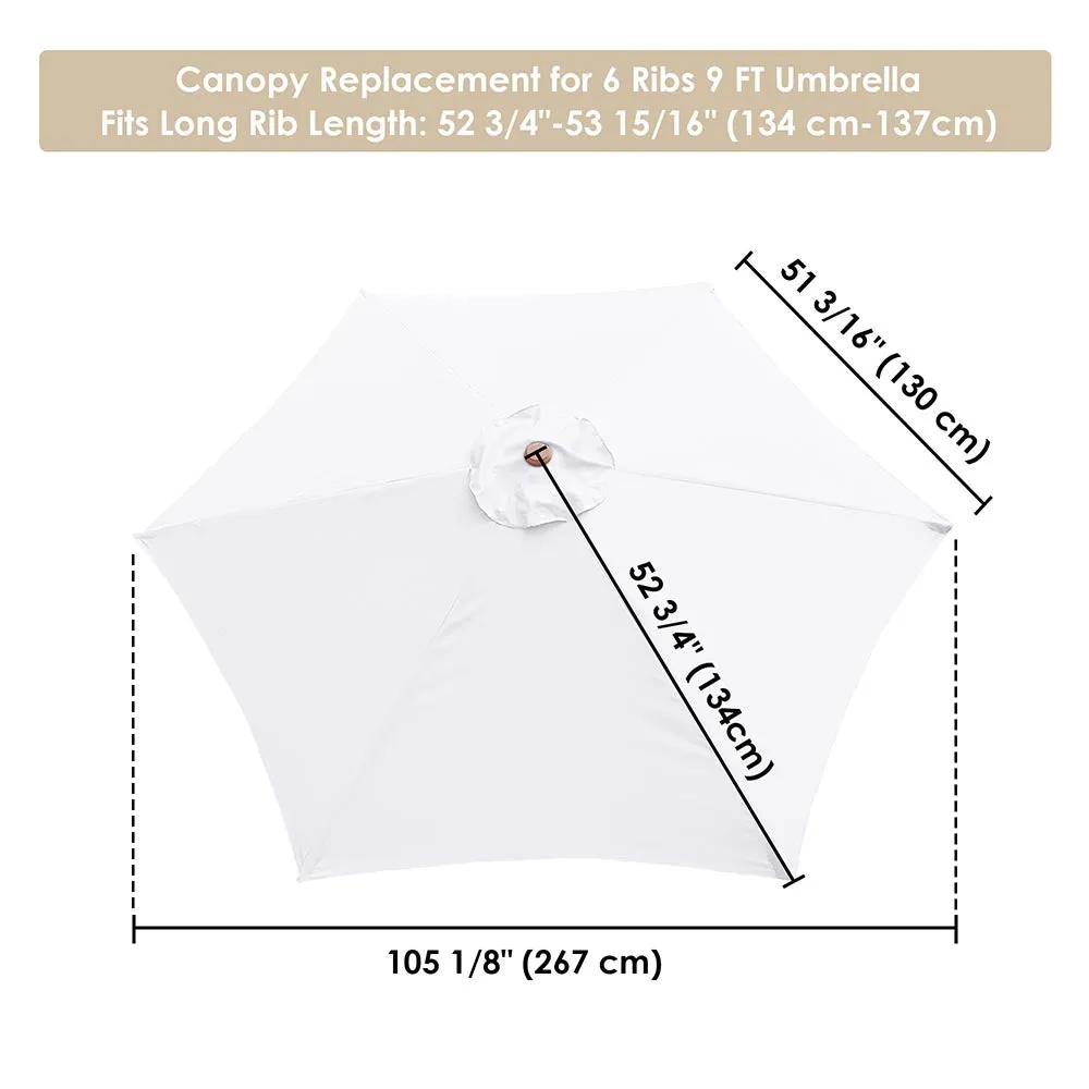 Patio Umbrella Canopy 9ft 6-Rib