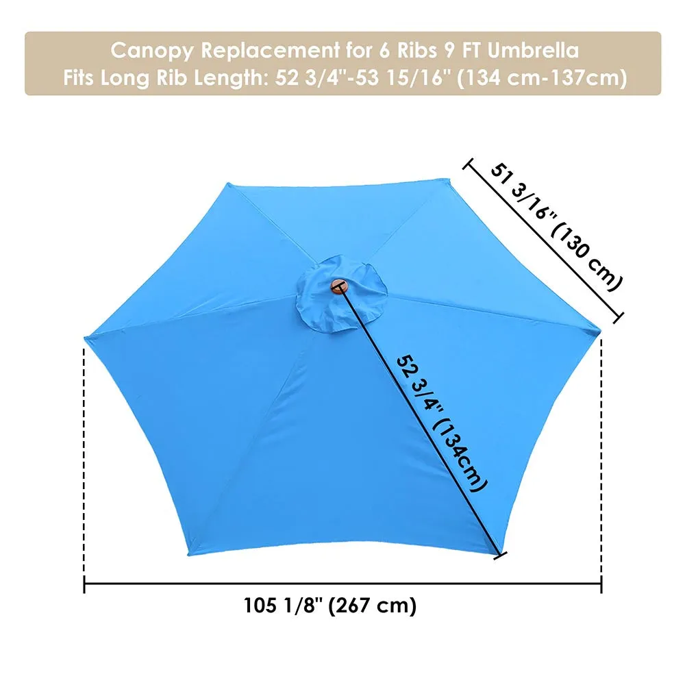 Patio Umbrella Canopy 9ft 6-Rib