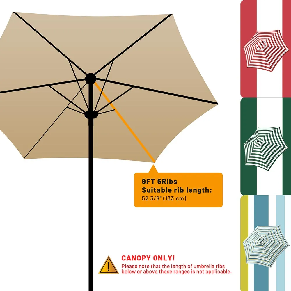 Patio Umbrella Canopy 9ft 6-Rib