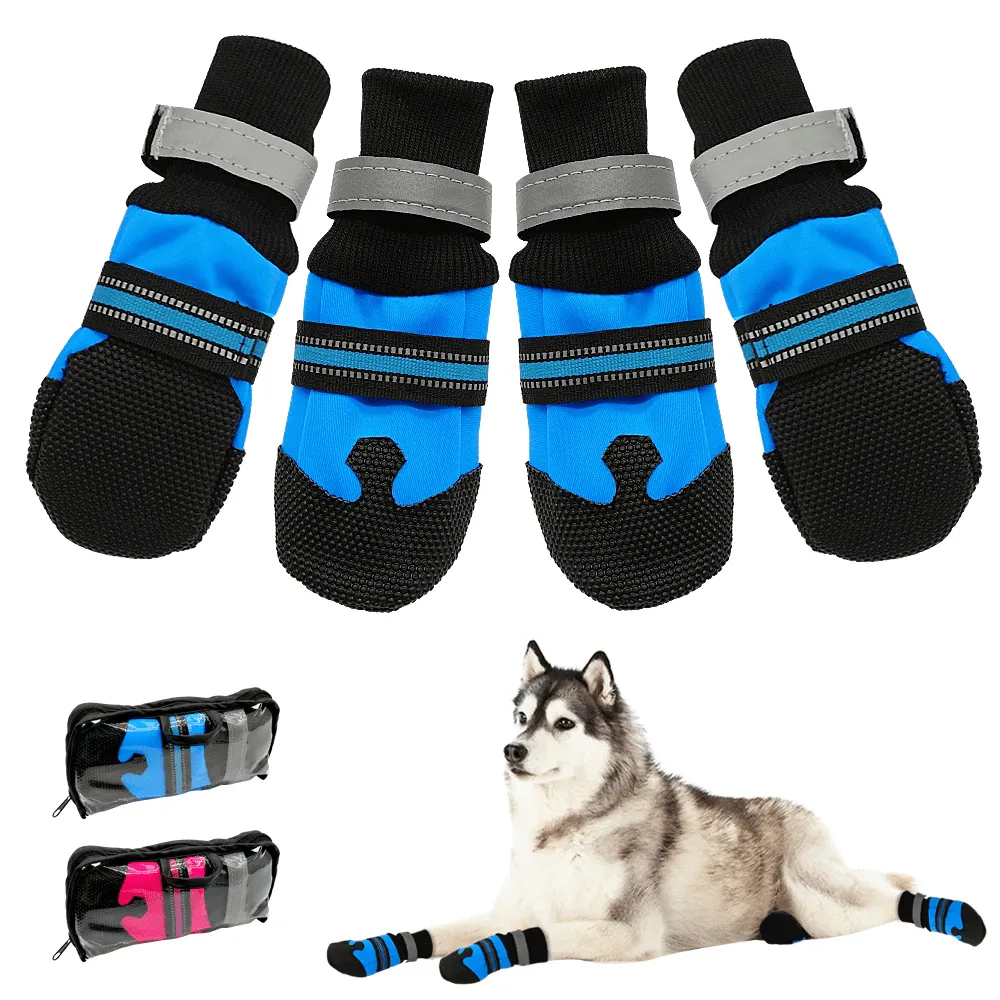 Pawsindia Boots for Dogs (Blue/Black) (Set of 4 Boots)