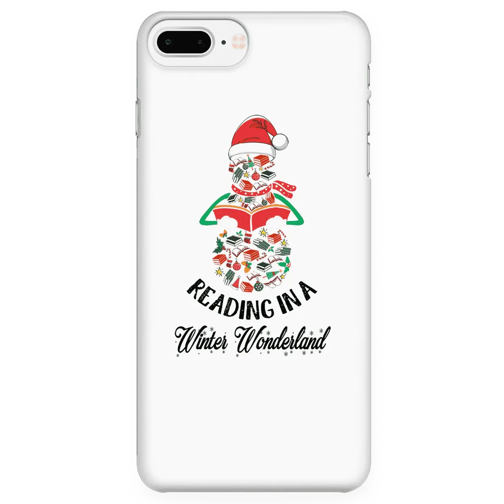 "Reading in a winter wonderland" Phone case