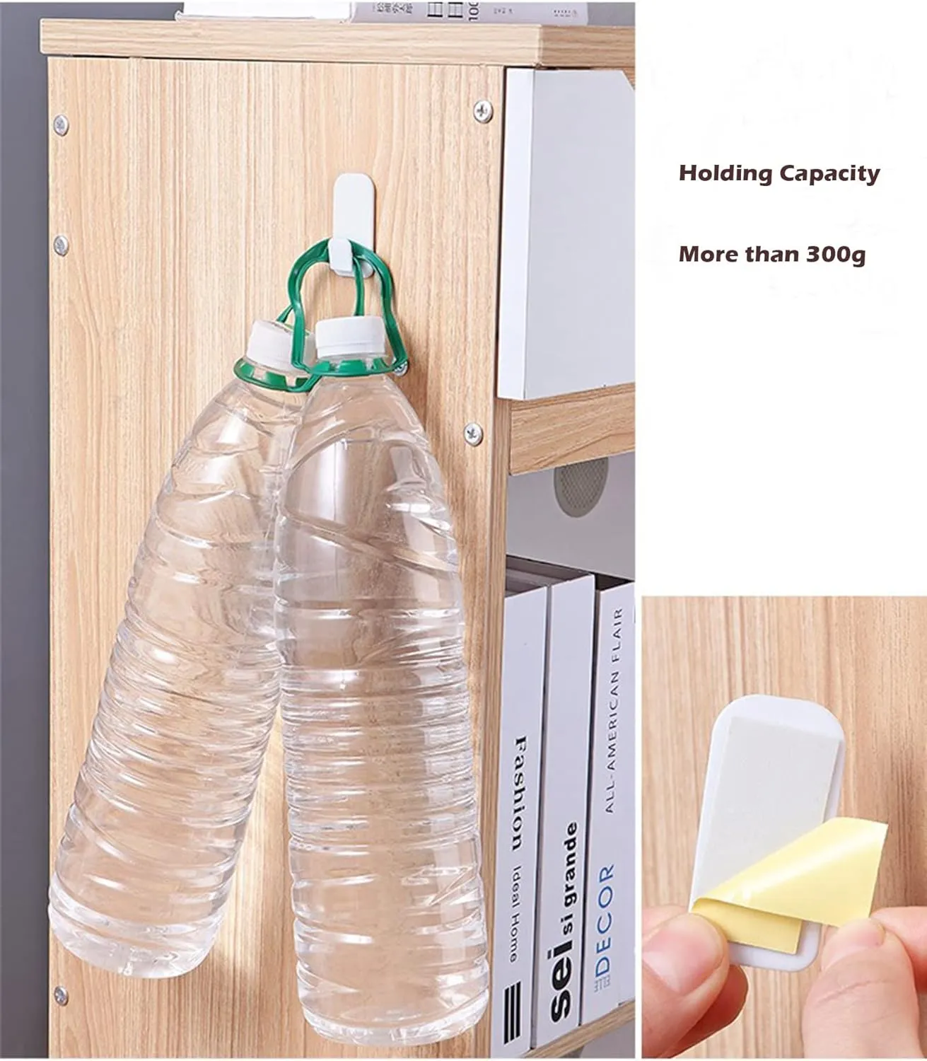 Remote Control Holder Hook Wall Mount Storage Sticky Plastic Hook with Strong Self Adhesive and Hanging Buckle for TV Air Conditioning Remote Control Key Hanger