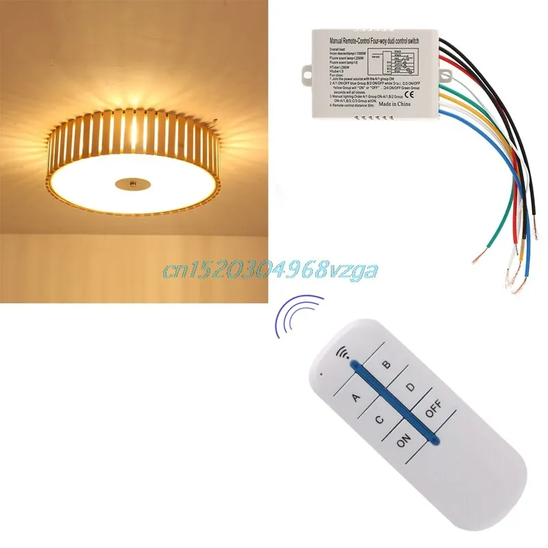 Remote Control Switch Ceiling Fans Chandeliers Ceiling Wireless 4 Channel ON/OFF Lamp Receiver Transmitter New Board Lamp JUN15