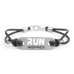 RUN INSPIRED Running Bracelet - Black or Blue Leather