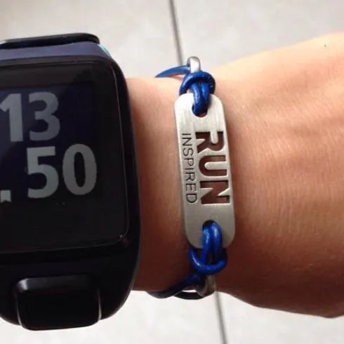 RUN INSPIRED Running Bracelet - Blue or Black Leather