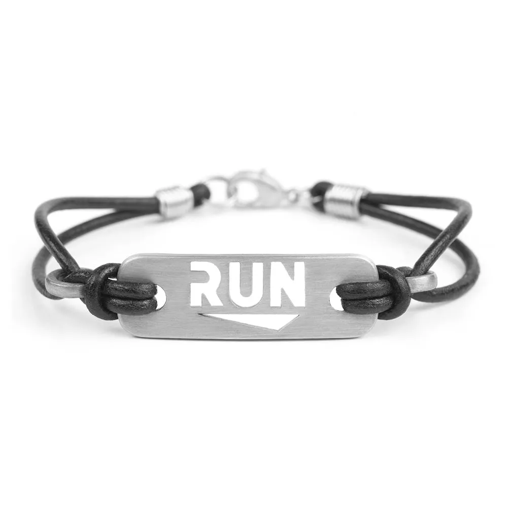 RUN - Running Bracelet - Pink or Black Leather