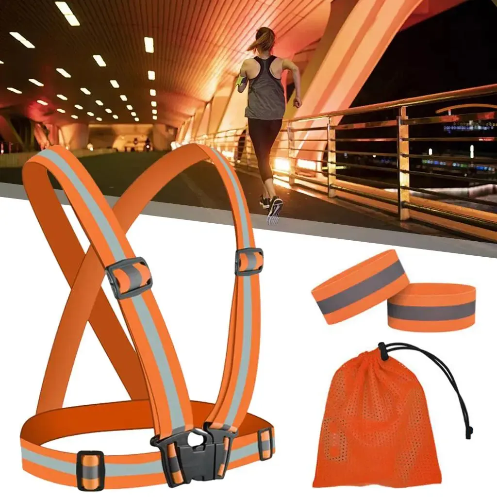 Running Reflective  Adjustable Glowing Reflector Reflector Straps for Night Walking Outdoor Activities Motor  Men Women