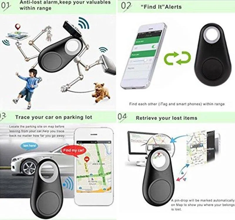 Smart Mini Bluetooth GPS Tracker Tag Alarm Finder for Key Wallet Car Pets Child Anti-Lost