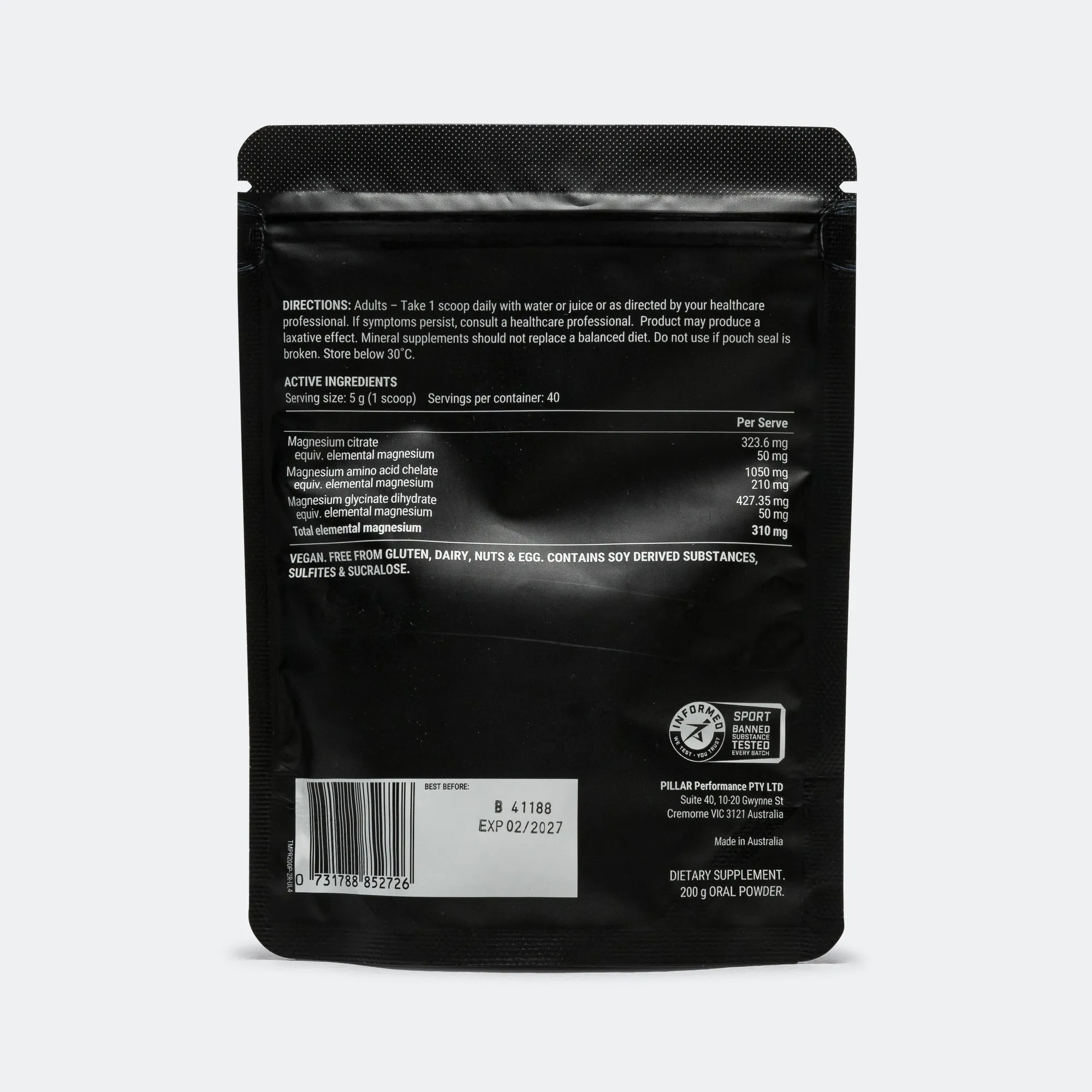 Triple Magnesium Powder Pouch - Natural Berry