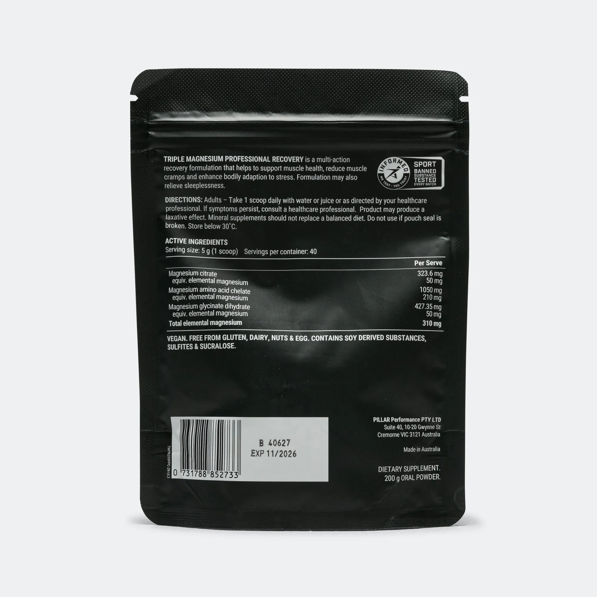 Triple Magnesium Powder Pouch - Pineapple Coconut