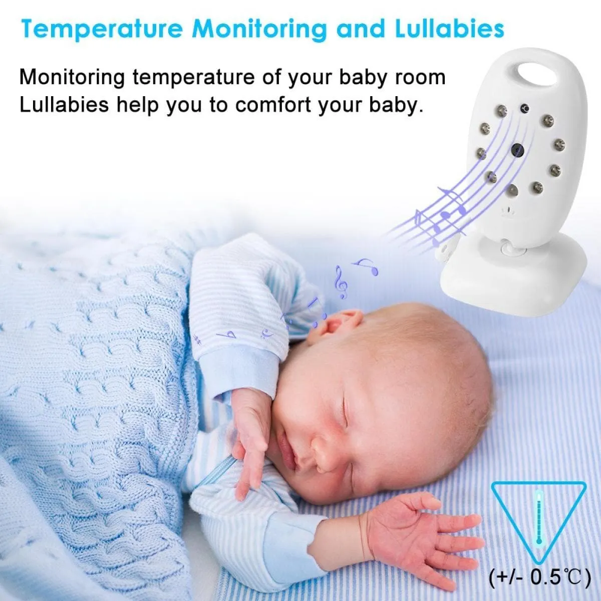 Video baby monitor wireless camera   2 way intercom audio   night vision   temperature sensor   8 lullaby   2 inch LCD screen   baby pet monitoring monitoring audio for home security, no need for WiFi VB601