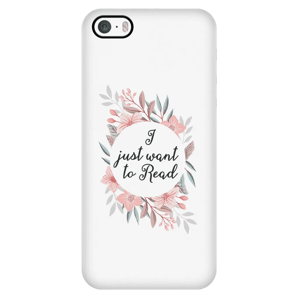 want to read floral phone case white