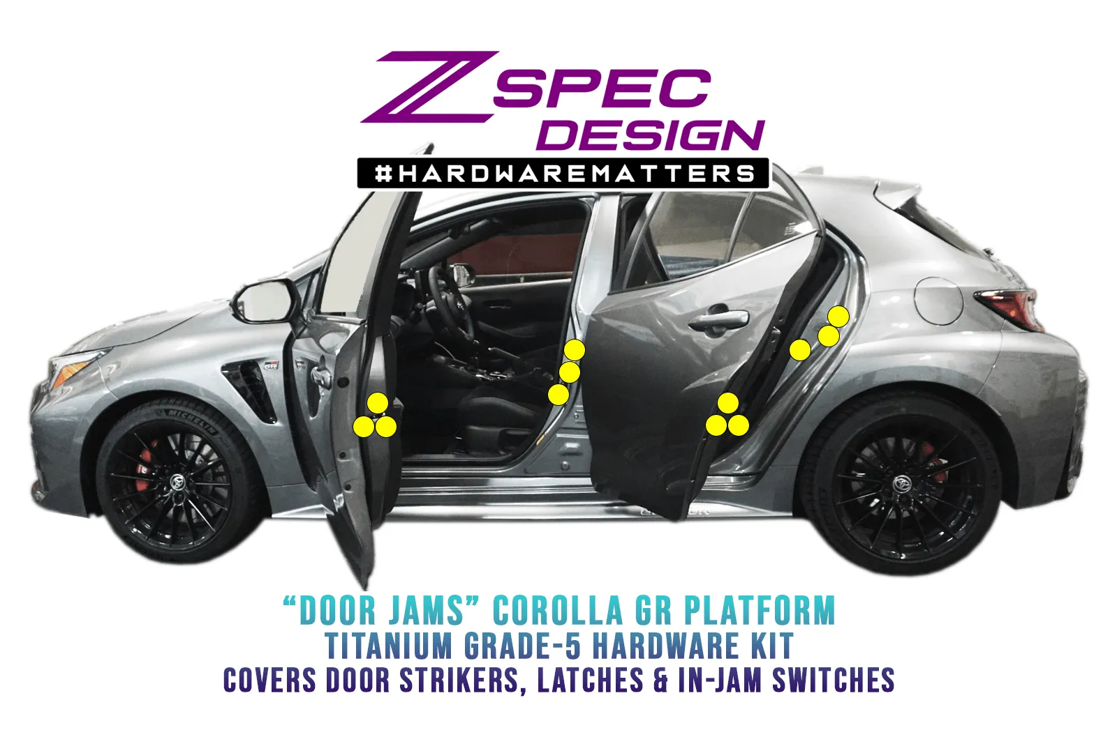 ZSPEC Door Jams Fastener Kit for the GR Corolla, Strikers/Latches/Switches, Titanium